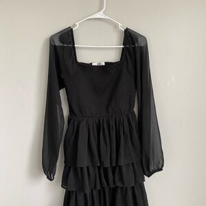 Steve Madden black ruffle dress with mesh sleeves
